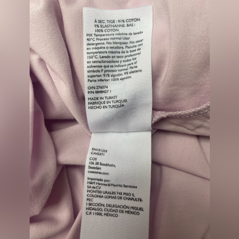 COS Contrast Hem Tent T-shirt Dress Pink Navy A-line Pockets Size Medium - Picture 10 of 11